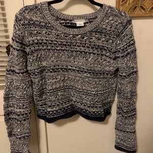 Knit blue cooperative light weight cropped sweater